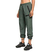 Load image into Gallery viewer, GeeGo Womens Hiking Pants Lightweight Quick Dry Outdoor Travel Cargo Pants Seamless Zipper Pockets Water Resistant UPF 50+ Army Green Medium
