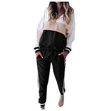 Load image into Gallery viewer, BXzhiri Women Outfits Tracksuit Sweatshirt Pants Sets Sport Long Sleeve Patchwork Wear Casual Suit Sets
