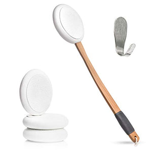 Toem Lotion Applicator for The Back | Applicators Easy Reach | Self Application of Cream Sunscreen Self Tanner | Includes 1 Applicator Handle, 4 Pads & 1 Hook (4 Pads)