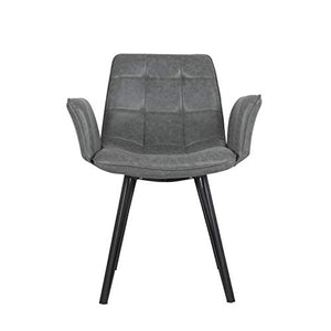 Porthos Home Valo Dining Chairs Set of 2 with Tufted PU Leather Upholstery, Ergonomic Armrests and Elegant Metal Legs
