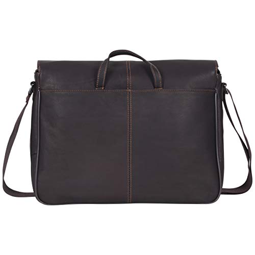Load image into Gallery viewer, Kenneth Cole Reaction Risky Business Messenger Full-Grain Colombian Leather Crossbody Laptop Case & Tablet Day Bag, Dark Brown, One Size
