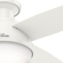 Load image into Gallery viewer, Hunter Dempsey Indoor Low Profile Ceiling Fan with LED Light and Remote Control, 44&quot;, White

