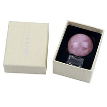 Load image into Gallery viewer, 50mm Natural Carved Rose Quartz Ball Healing Crystal Sphere with Glass Base
