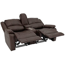 Load image into Gallery viewer, RecPro Charles Collection | 67" Double Recliner RV Sofa &amp; Console | RV Zero Wall Loveseat | Wall Hugger Recliner | RV Theater Seating | RV Furniture | RV Living Room (Slideout) Furniture | Mahogany

