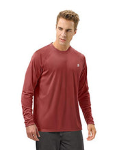Load image into Gallery viewer, Roadbox Mens SPF UV Sun Long Sleeve Running Shirts Rash Guard Workout Swimming Beet Red
