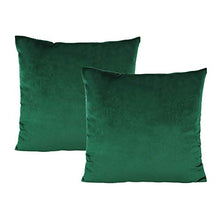 Load image into Gallery viewer, Emerald Green Throw Pillow Covers Velvet Decorative Christmas Dark Green Cushion Cases Cozy Soft Solid Square Home Decor for Car Couch Sofa Bedroom Office 18"x18" Set of 2
