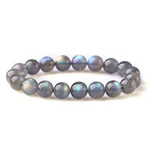 Load image into Gallery viewer, Natural Labradorite Moonstone Crystal Round Bead Bracelet 8mm AAAA
