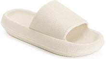 Load image into Gallery viewer, Joomra Shower Slippers for Women Mens Massage Foam Pillow House Shower Bath Bathroom Home Platform Sandals Slipers Cloud Cushion Slides for Ladies Female Male Sandles Beige 39-40
