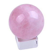 Load image into Gallery viewer, 50mm Natural Carved Rose Quartz Ball Healing Crystal Sphere with Glass Base
