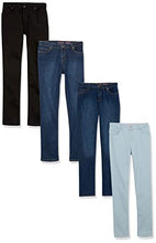 Load image into Gallery viewer, The Children's Place Girls Super Skinny Jeans,Black Wash/Dk Twlight/Victory Blue Wash/Sky Wash 4 Pack,5
