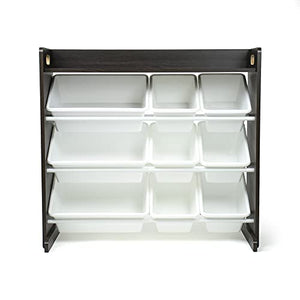 Humble Crew Toy Organizer with Shelf and 9 Storage Bins, Espresso/White
