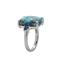 Load image into Gallery viewer, YoTreasure 11.18 Ct. Turquoise &amp; London Blue Topaz Solid 925 Sterling Silver Ring Jewelry
