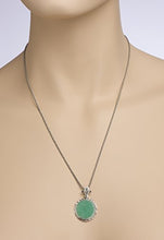Load image into Gallery viewer, Stera Jewelry Women’s 925 Sterling Silver Retro Style Round Green Aventurine Pendant Necklace, 20"
