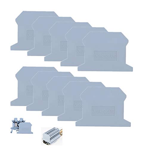 10Pcs D-UK2.5BG DIN Rail Mounted Terminal Block End Cover - Gray