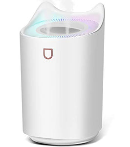 Cool Mist Humidifiers for Bedroom USB,SIXKIWI,Easy Clean/Top Fill/Never Leak/None Mildew/Dual Sprayer,3L 20hrs for Large Room,Colorful Night Light Auto Off for Home Office Baby(White)