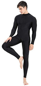 Speerise Mens Turtleneck Spandex Long Sleeve Unitard Bodysuit Dancewear, Black, XXL