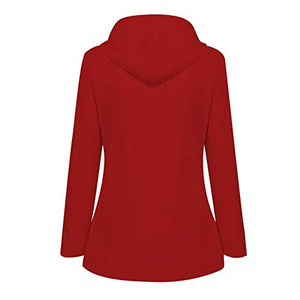 Women Light Jacket for Trip Rain Protection, Long Sleeve Waterproof Hooded Raincoat Travel Trench Coats with Pocket( Red, 3X-Large )
