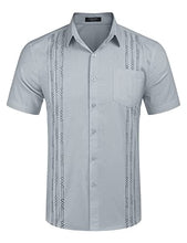 Load image into Gallery viewer, COOFANDY Men's Short Sleeve Linen Shirt Cuban Beach Tops Pocket Button Down Shirts
