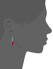 Load image into Gallery viewer, Sterling Silver Oval Created Ruby Dangle Earrings
