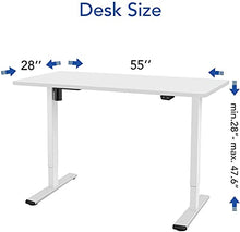 Load image into Gallery viewer, Flexispot EC1 Large Electric Stand Up Desk Workstation White Whole-Piece Desk Board Home Office Computer Standing Table Height Adjustable Desk (White Frame + 55&quot; White Top)
