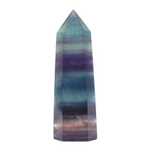 Load image into Gallery viewer, JUST IN STONES Natural Rainbow Fluorite Gemstone Crystal Hexagonal Pointed Reiki Chakra Faceted Prism Wand Stone Home Decor
