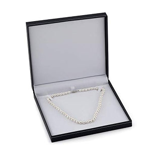 THE PEARL SOURCE 6.5-7mm AAA Quality Round White Freshwater Cultured Pearl Necklace for Women in 18" Princess Length