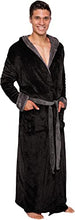 Load image into Gallery viewer, Ross Michaels Mens Robe Big &amp; Tall with Hood - Long Plush Shawl Collar Fleece Bathrobe (Black Gray, Small-Medium)
