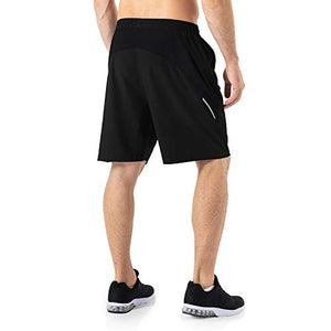 HMIYA Men's Casual Sports Quick Dry Workout Running or Gym Training Short with Zipper Pockets（White,S）