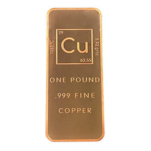 Load image into Gallery viewer, 1 Pound .999 Pure Copper Bar Bullion with Element Design - Unique Metals
