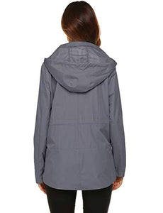 Avoogue Warm Rain Coats for Women Water-Resistant Jacket Gray XXL
