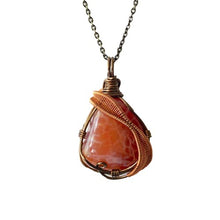 Load image into Gallery viewer, Designs by Nature Gems Handmade Men’s Fire Red Agate Necklace 24 Inch Chain Antique Bronze, January &amp; September Birthstone
