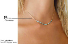 Load image into Gallery viewer, Handmade Gold Bar Necklace With Turquoise Beads
