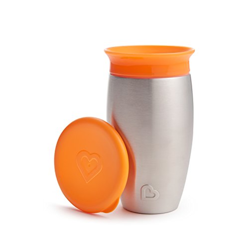 Munchkin Miracle Stainless Steel 360 Sippy Cup, Orange, 10 Ounce