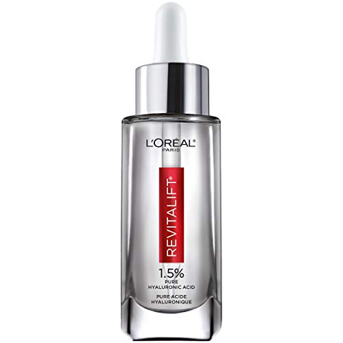 Hyaluronic Acid Serum for Skin, L'Oreal Paris Skincare Revitalift Derm Intensives 1.5% Pure Hyaluronic Acid Face Serum, Hydrates, Moisturizes, Plumps Skin, Reduces Wrinkles, Anti Aging Serum, 1 Oz