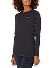Load image into Gallery viewer, Under Armour Women's Authentics Long Sleeves Crew Neck T-Shirt , Black (001)/White, Large
