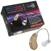 Digital Hearing Amplifiers - Rechargeable BTE Personal Sound Amplifier Pair with USB Dock - Premium Gold Behind The Ear Sound Amplification - by MEDca