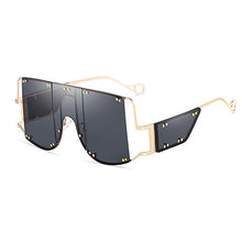 Load image into Gallery viewer, Fashion Flat top Rihanna Sunglasses Ladies Anti-blue Light Sunglasses Retro Square Sunglasses Design Rivet Sunglasses Clear Lens
