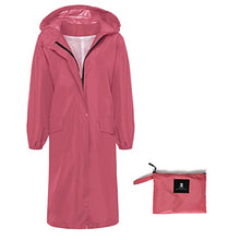 Load image into Gallery viewer, Womens Long Hooded Rain Jacket Waterproof Lightweight Raincoat Windbreaker Pink X-Large
