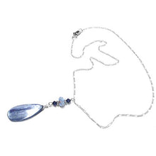 Load image into Gallery viewer, Ice Blue Kyanite Flat Teardrop Chain Necklace Sterling Silver or Gold-Filled
