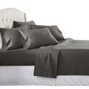 6 Piece Hotel Luxury Soft 1800 Series Premium Bed Sheets Set, Deep Pockets, Hypoallergenic, Wrinkle & Fade Resistant Bedding Set(Queen, Gray)