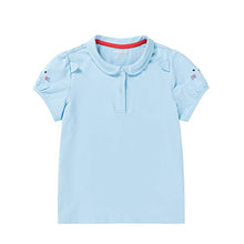 Load image into Gallery viewer, UNACOO Toddler Girls 1 Pack Polo Shirt with Picot Collar Cotton Short-Sleeve School Uniform Polo Shirts(Purple Stripes, 2/3T)
