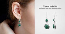 Load image into Gallery viewer, Natural Malachite Earrings 925 Silver Overlay handmade Dangle Earrings
