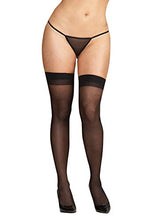 Load image into Gallery viewer, Dreamgirl Women's Plus-Size Thigh-High Stockings with Back Seam, Black, Queen Size
