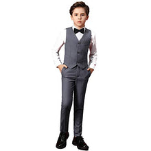 Load image into Gallery viewer, Suit for Boys Slim Fit Gray Tuxedo Suit for Wedding Kids Toddler Boy 5 Piece Formal Dresswear Set Size 8

