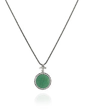 Load image into Gallery viewer, Stera Jewelry Women’s 925 Sterling Silver Retro Style Round Green Aventurine Pendant Necklace, 20"
