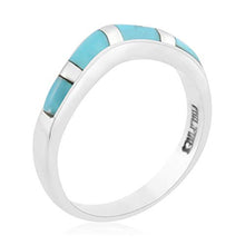 Load image into Gallery viewer, Southwest Fashion Jewelry Band Ring for Women 925 Sterling Silver Kingsman Turquoise Size 9
