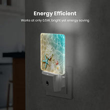 Load image into Gallery viewer, Starfish Coral and Seashell Plug-in Night Light Dusk to Dawn Smart Sensor White Led Nightlight for Bedroom Bathroom Kitchen Hallway Stairs Hallway Energy Efficient Decor Desk Lamp
