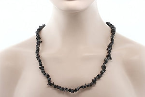 Gem Stone King 32 Inch Black Obsidian Chip Necklace 260.00 Carat