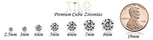 14k White Gold Solitaire Round Cubic Zirconia Stud Earrings with Gold butterfly Pushbacks (6mm)