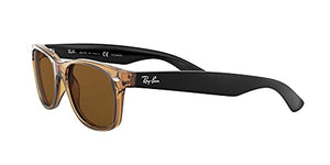 Ray-Ban unisex adult Rb2132 New Wayfarer Polarized Sunglasses, Gold Frame/Brown B-15XLT Lens, 55 mm US